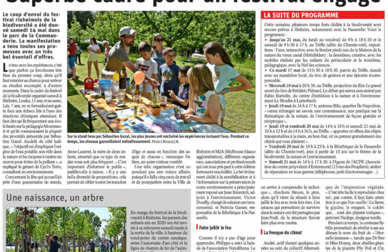 CYCL'O TERRE bureau d'études environnement article Alsace Festival bio diversite Rixheim