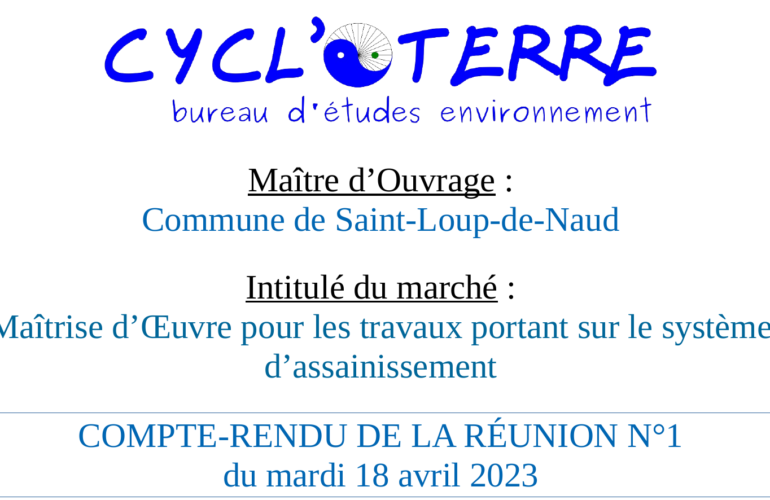 Bureau d etudes environnement CYCL O TERRE maitrise d oeuvre assainissement Saint Loup de Naud